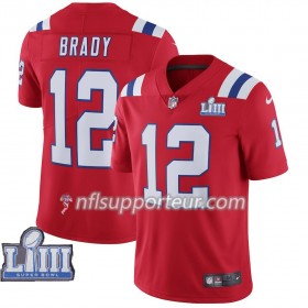 Maillot Homme New England Patriots Tom Brady 12 Nike Rouge 2019 Super Bowl LIII